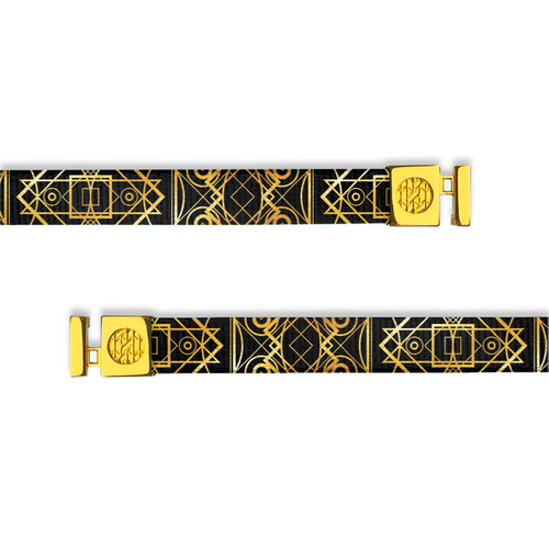 Flat hoodie string. Design is a black background with gold accents and fine line designs. Inside reads "Us Against The World" and the aglets are gold.