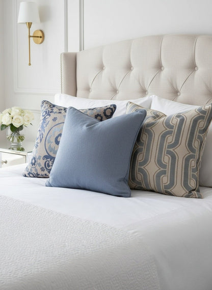 VERSAILLES PILLOW BLUE HERRINGBONE