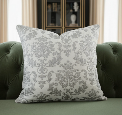 VERSAILLES PILLOW IVORY DAMASK EMBROIDERY
