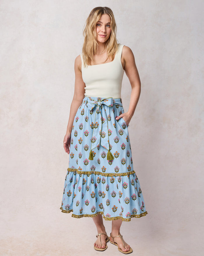 Wildflower Walks - Emmie Skirt - Soft Blue - Printfresh