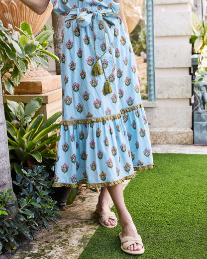 Wildflower Walks - Emmie Skirt & Jordan Blouse Set - Soft Blue - Printfresh