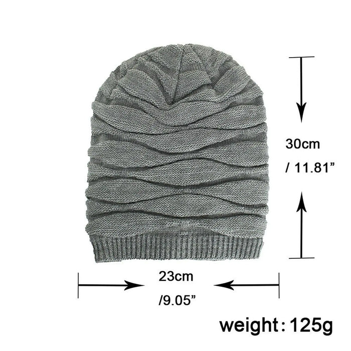 Winter Beanie Hat Men Warm Knit Long Slouch Skull Cap Thermal Fleece Lining - Pantsnsox