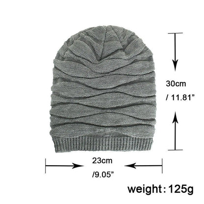 Winter Beanie Hat Men Warm Knit Long Slouch Skull Cap Thermal Fleece Lining - Pantsnsox