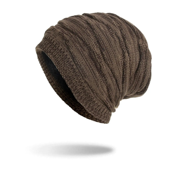 Winter Beanie Hat Men Warm Knit Long Slouch Skull Cap Thermal Fleece Lining - Pantsnsox