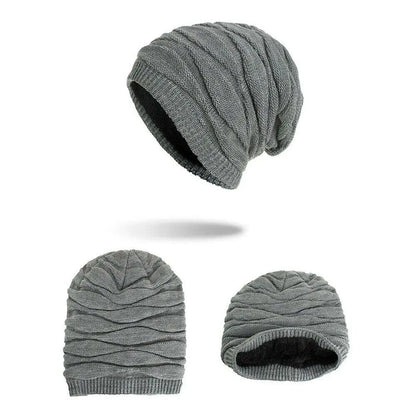 Winter Beanie Hat Men Warm Knit Long Slouch Skull Cap Thermal Fleece Lining - Pantsnsox
