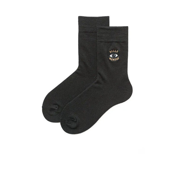 Women Black Ins Eye Casual Comfortable Eyes Cotton socks 2-8 - Pantsnsox