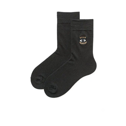 Women Black Ins Eye Casual Comfortable Eyes Cotton socks 2-8 - Pantsnsox