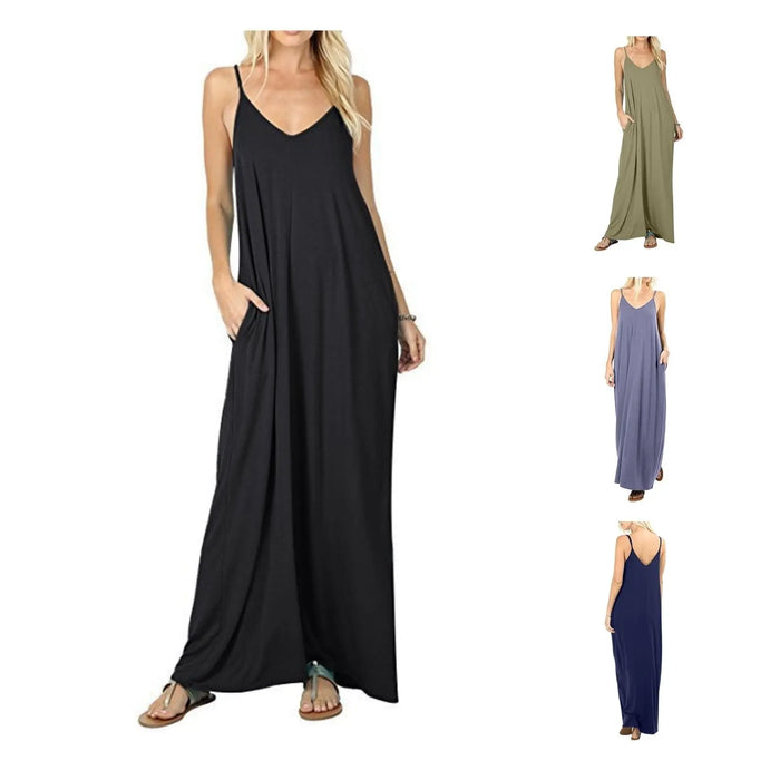 Women Full Slip Long Loose Camisole Liner Under Pocket Dress - Pantsnsox