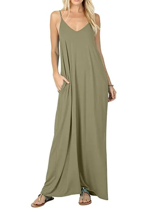 Women Full Slip Long Loose Camisole Liner Under Pocket Dress - Pantsnsox