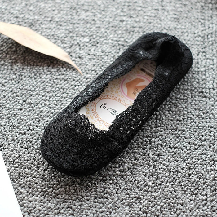 Women Lace No Show Socks Summer Japan Fashion Anti-Slip Size 2-8 - Pantsnsox