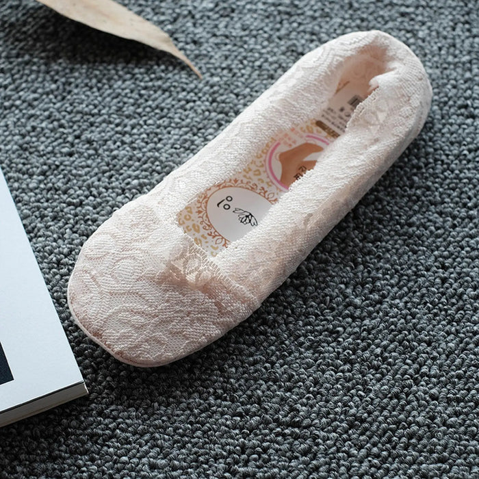 Women Lace No Show Socks Summer Japan Fashion Anti-Slip Size 2-8 - Pantsnsox
