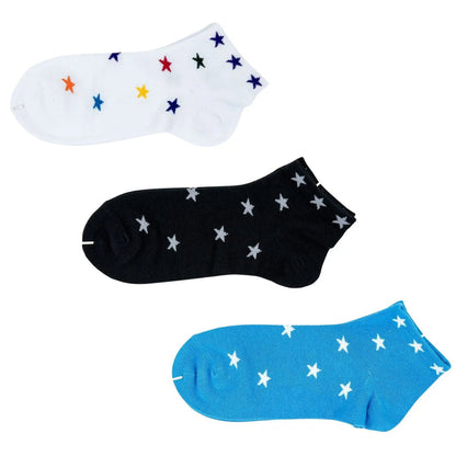 Womens 3 Pairs of Low Cut Stars Women Girls Cotton Socks Pantsnsox