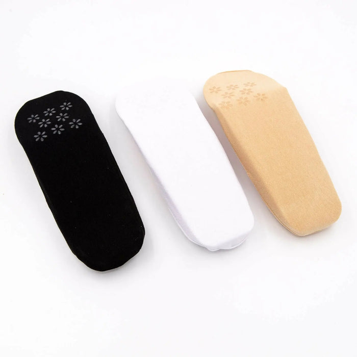 Womens Anti-Slip No Show Socks Ladies Low Cut Plain Black White Flesh 2-8 - Pantsnsox