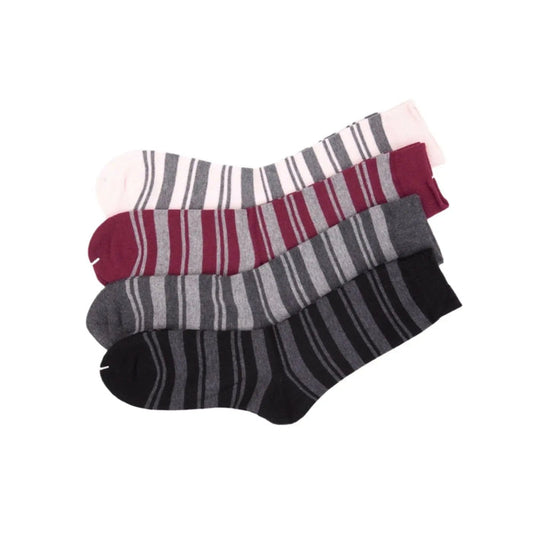 Womens Design Double Striped Pattern Women Size 2-8 Cotton Crew Socks - Pantsnsox