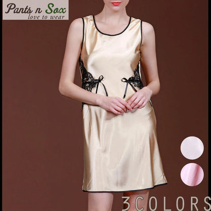 Womens Lace Silk Feel Sleeveless Nightie Ladies Sleepwear Nightdress 8 10 12 - Pantsnsox