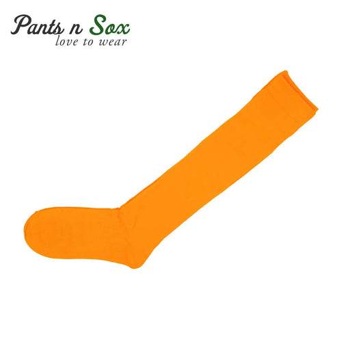 Womens Ladies Over The Knee Cotton Socks Orange Red 2-8 Cotton Stocking - Pantsnsox