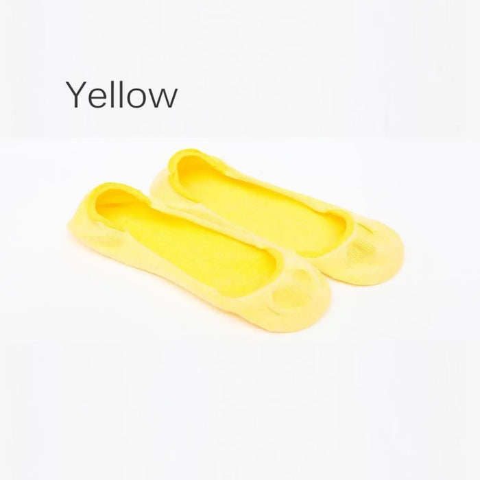 Womens No Show Cotton Socks Ladies Invisible Boat Socks Black Pink Yellow - Pantsnsox