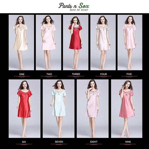 Women Spring Gowns Nightie Silk Feel Sleeveless Ladies Sleepwear Nightdress Pink - Pantsnsox