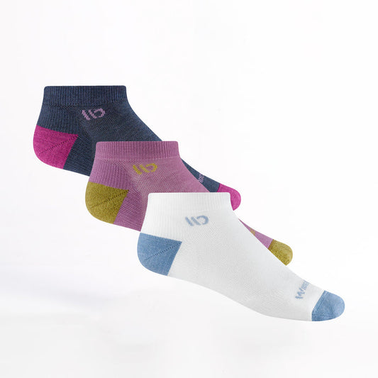 3-Pack Bundle image of the 9500 No Show in --White, Denim, and Violet