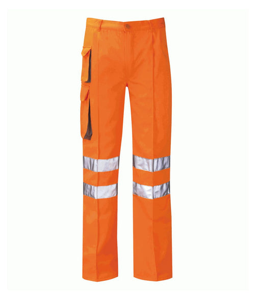 Zeus Hi Vis Combat Trouser Tall Leg yellow with contrast grey trim sewn in crease mobile phone and utility leg pockets